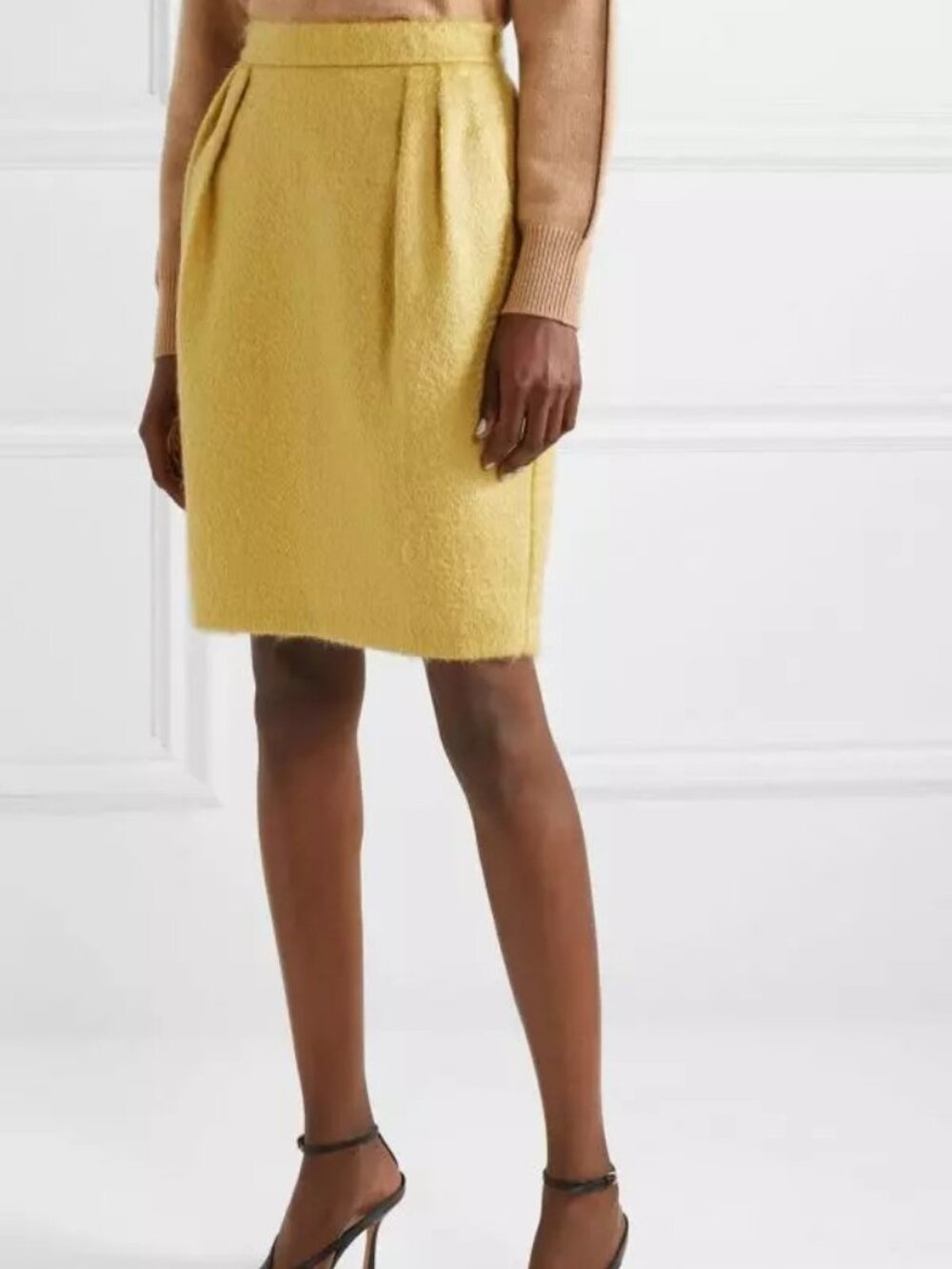 BNWT Max Mara Turchia Yellow Mohair blend pleated skirt size 2